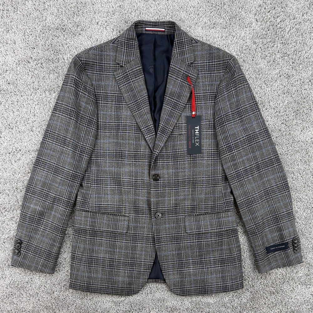 Tommy Hilfiger Conrad TH Flex Blazer Men's 36S Glen Plaid‎ NWT Stretch Preppy